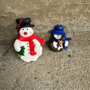 Polymer Clay Snowman Ornament‎ Pair